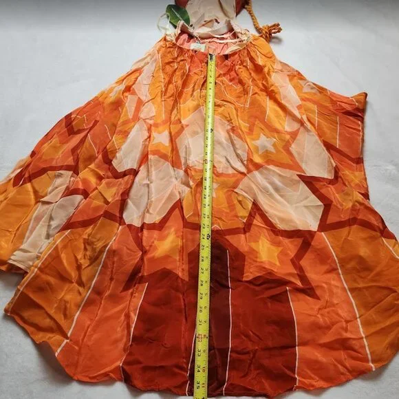 New M Farm Rio x Anthropologie Gradient stripes star halter maxi dress in orange